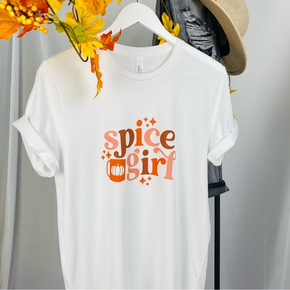 πBella Canvas Fall Spice Girl White graphic Tee size Large - Picture 3 of 7